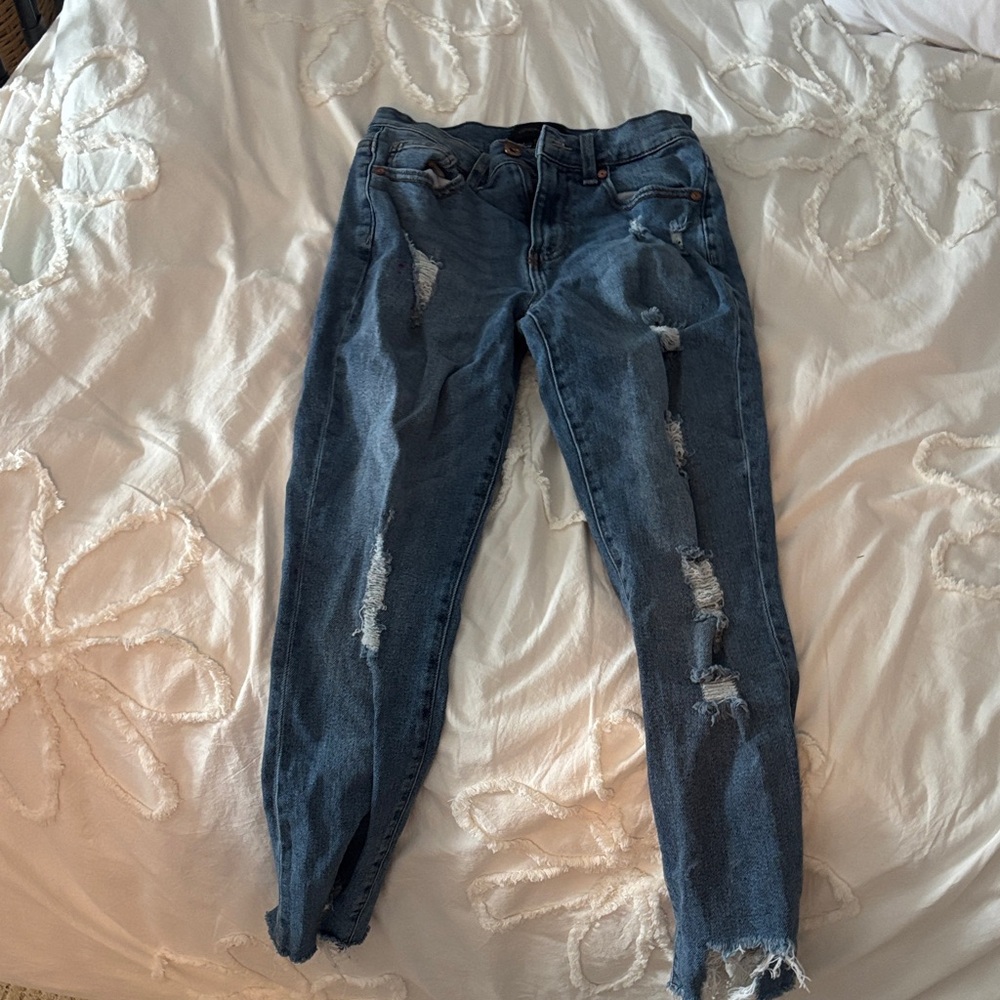 Kendall & Kylie Ripped Blue Straight Leg Jeans